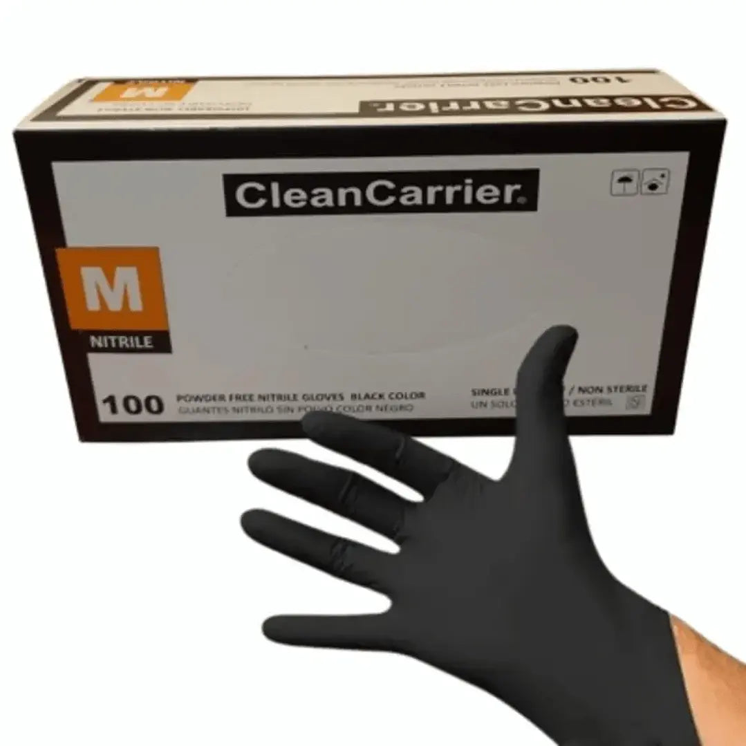 GUANTE EXAMINACION NITRILO NEGRO SIN POLVO CLEANCARRIER 100 UND / TALLA M