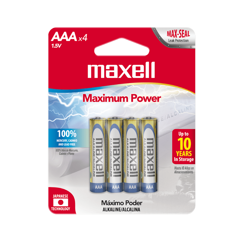 PILAS ALCALINAS MAXELL AAA BLISTER DE 4 UNIDADES