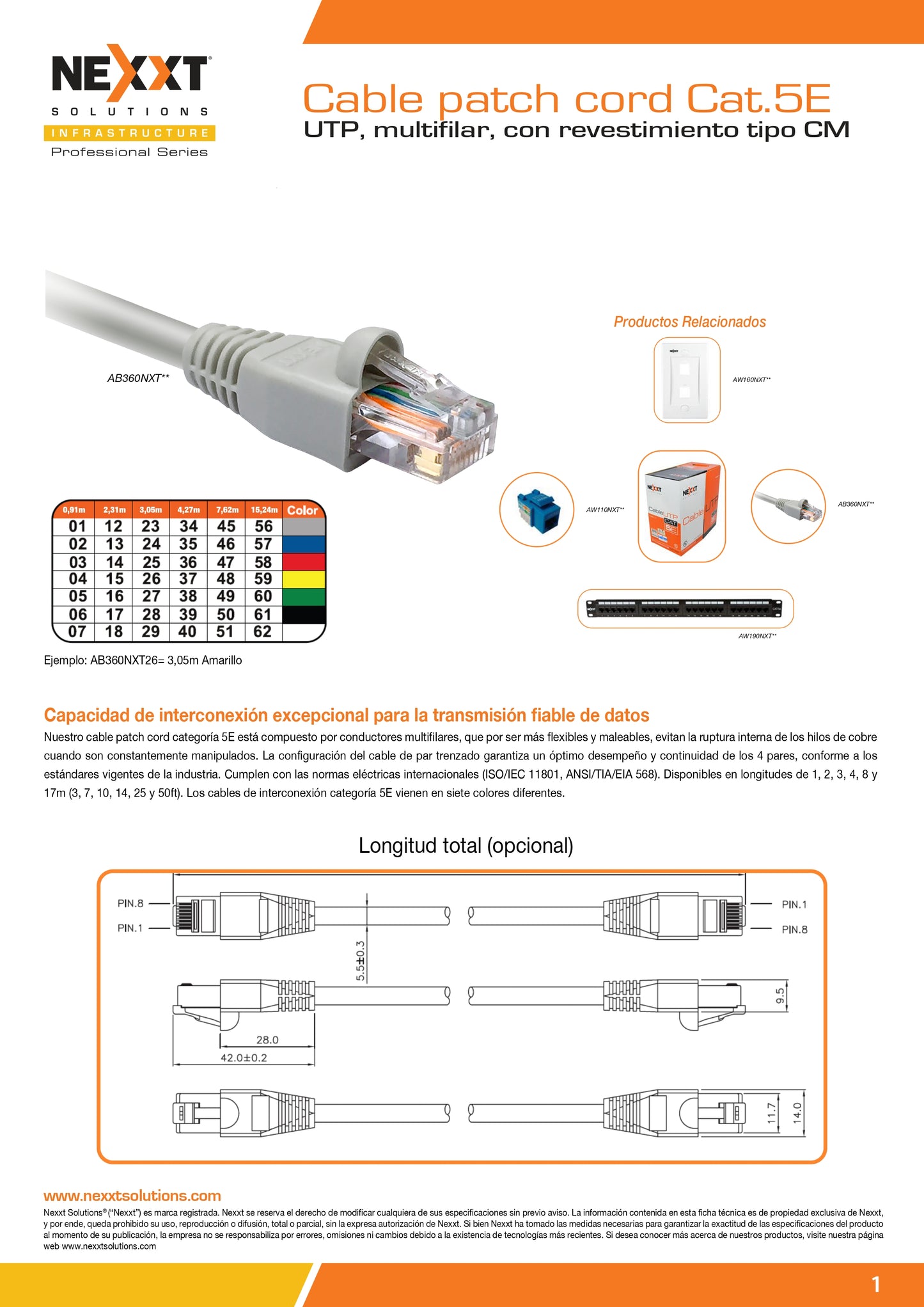 NXT UTP PATCH CORD CAT5E 1M CM - AZUL