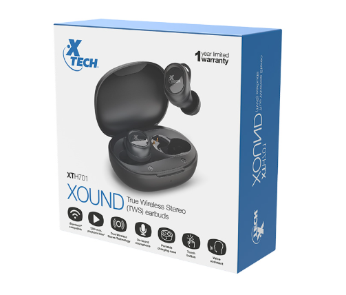 XTECH XOUND ERBUDS WLS-BT IN-EAR TWS W/CHARGING CASE-XTH-701