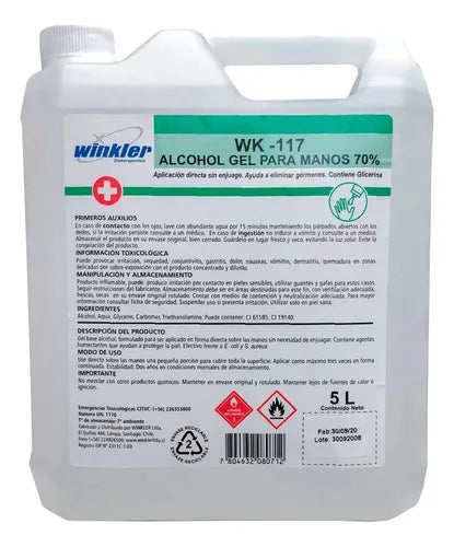 GEL ALCOHOL INCOLORO ENV. 5L WK-117