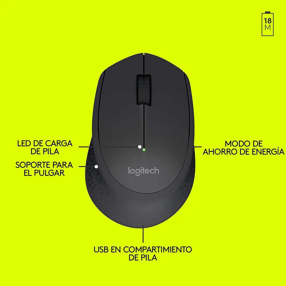 LOGITECH MOUSE INALAMBRICO M280 NEGRO