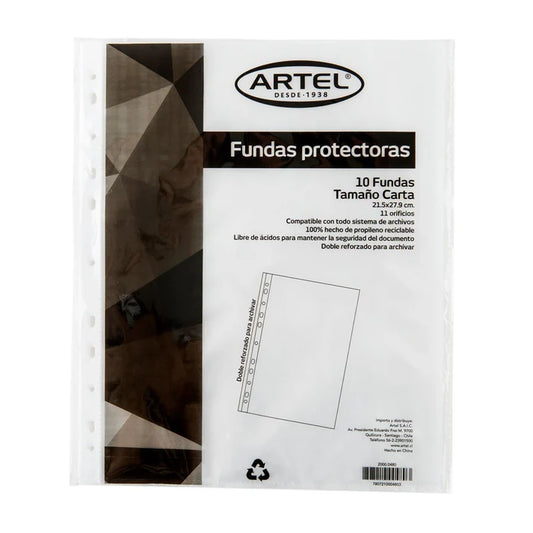 FUNDAS PROTECTORA ARTEL CARTA 10 UNID