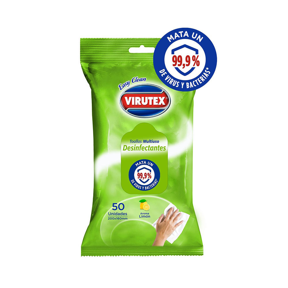 TOALLA MULTIUSO DESINFECTANTE VIRUTEX LIMON 50 UND