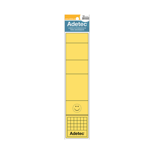 LOMO ARCHIVADOR ADETEC ADHESIVO ANCHO AMARILLO 10 UNIDADES