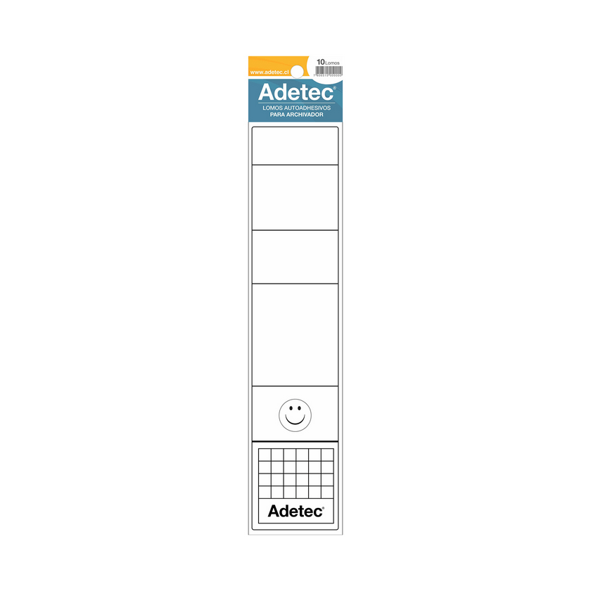 LOMO ARCHIVADOR ADETEC ADHESIVO ANCHO BLANCO 10 UNIDADES