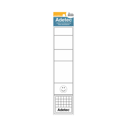 LOMO ARCHIVADOR ADETEC ADHESIVO ANCHO BLANCO 10 UNIDADES