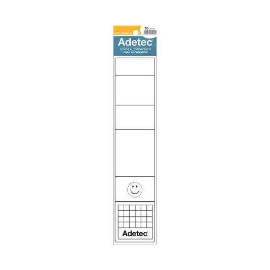 LOMO ARCHIVADOR ADETEC ADHESIVO ANCHO BLANCO 10 UNIDADES