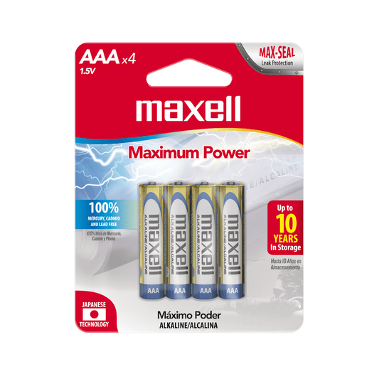 PILAS ALCALINAS MAXELL AAA BLISTER DE 4 UNIDADES