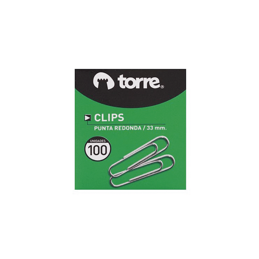 CLIPS N°1 PUNTA REDONDA TORRE X 100 UN. 33 MM