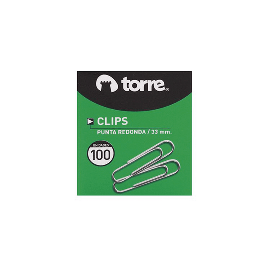 CLIPS N°1 PUNTA REDONDA TORRE X 100 UN. 33 MM