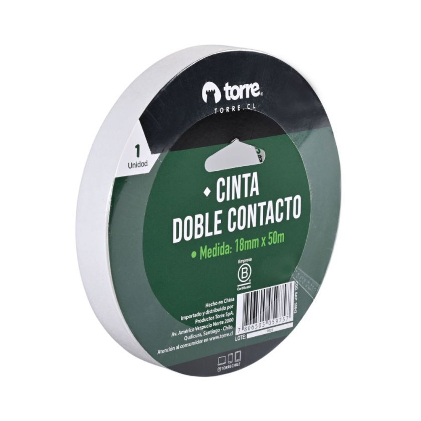 CINTA ADHESIVA TORRE DOBLE CONTACTO 18 MM X 50 M