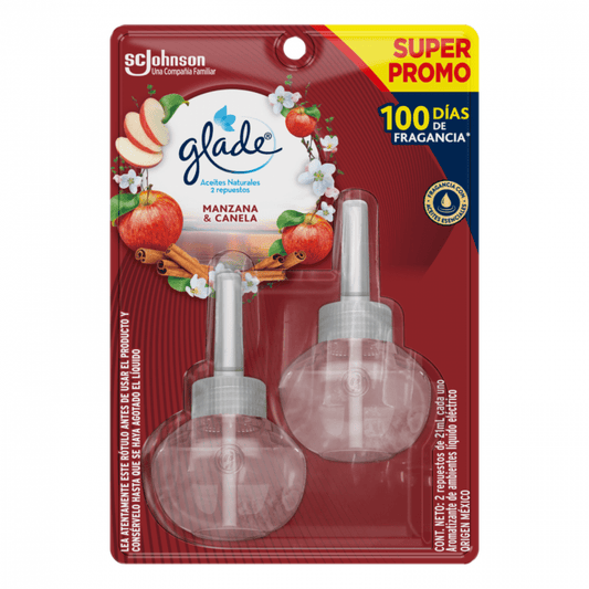REPUESTO DESODORANTE AMBIENTAL GLADE ACEITES NATURALES MANZANA CANELA 2 UNIDADES