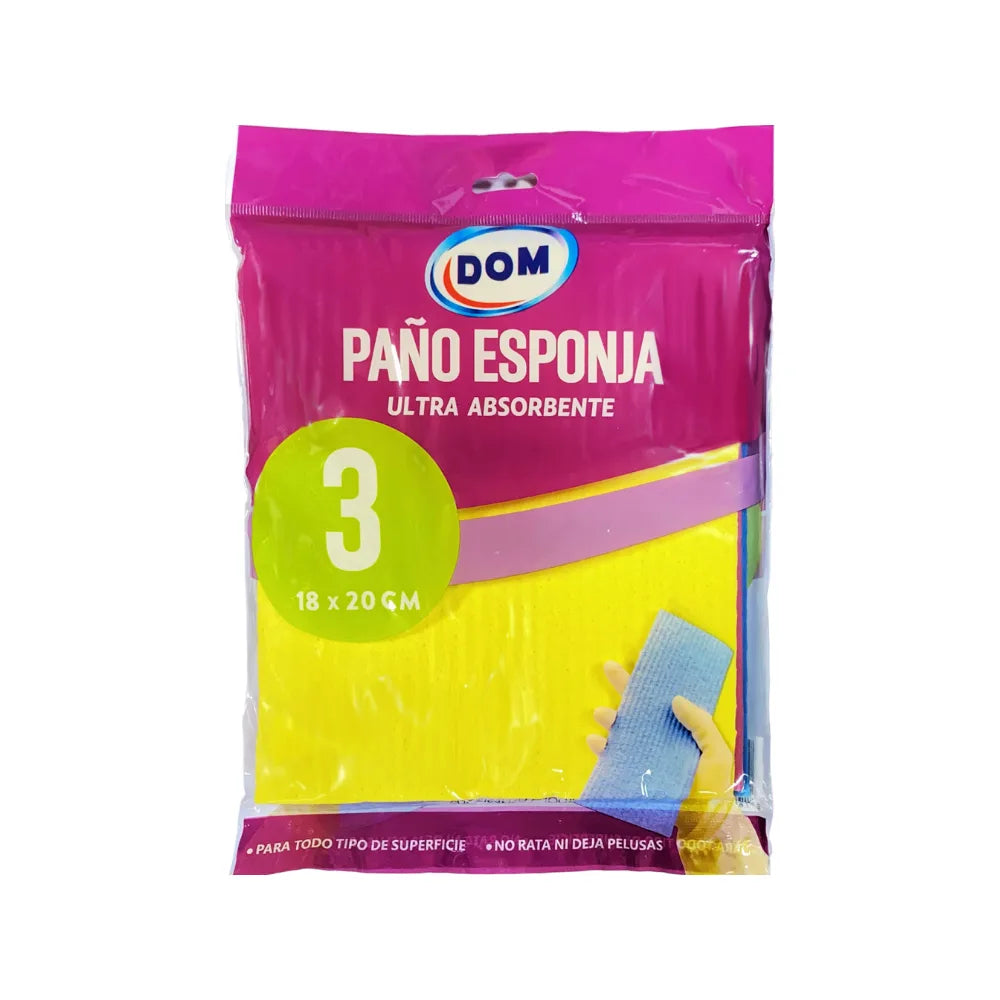 PAÑO ESPONJA PACK 3 DOM
