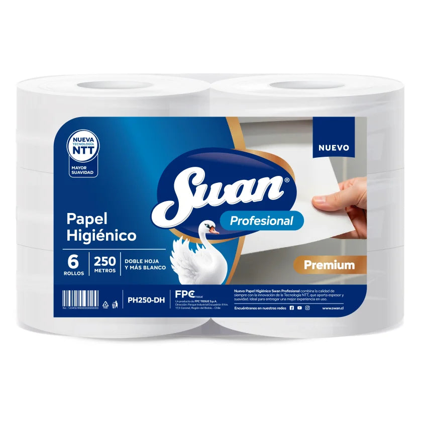 PAPEL HIGIENICO SWAN PREMIUM 250 MTS H/D 250 MT X 6 ROLLOS SWAN