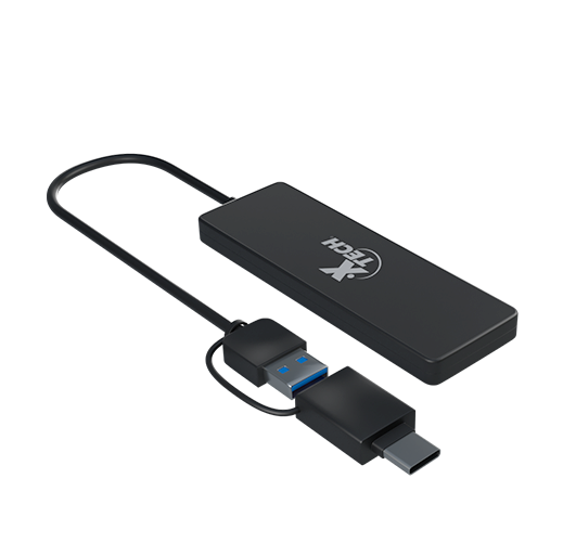 XTECH HUB CON ADAPTADOR USB TYPE C Y USB A CON 4 PUERTOS USB