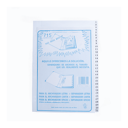 SEPARADOR OFICIO DIARIO NUMERICO JS 1-31