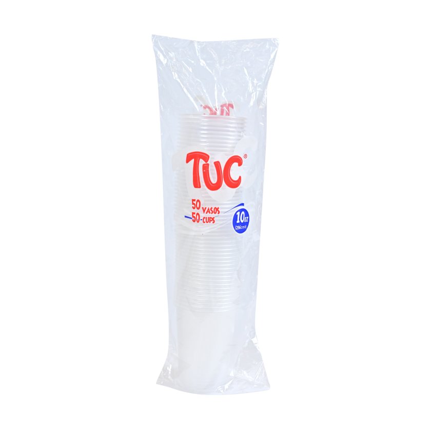 VASO DESECHABLE TUC TRANSPARENTE 10 OZ 300 ML PAQUETE 50 UNIDADES