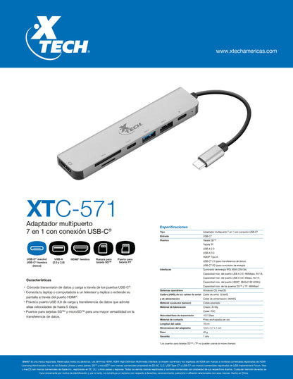 XTEH USB-C 7-IN-1 MULTIPORT ADAPTER XTC-571