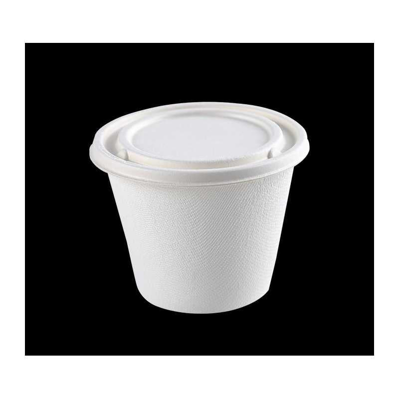POCILLO SALSERO CAÑA AZUCAR 59 ML (2OZ) CON TAPA 100% COMPOSTABLE