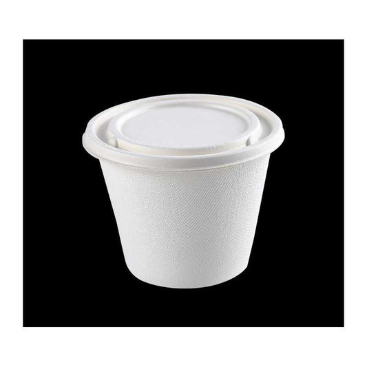 POCILLO SALSERO CAÑA AZUCAR 59 ML (2OZ) CON TAPA 100% COMPOSTABLE