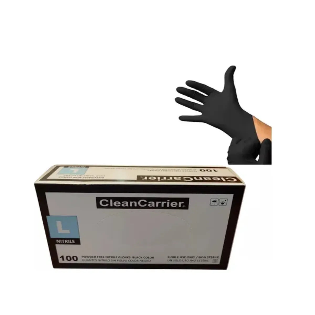 GUANTE EXAMINACION NITRILO NEGRO SIN POLVO CLEANCARRIER 100 UND / TALLA L